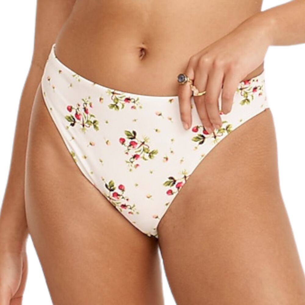 J.Crew High-Rise cheeky Bikini Bottom in Strawberry Floral 3X NEW